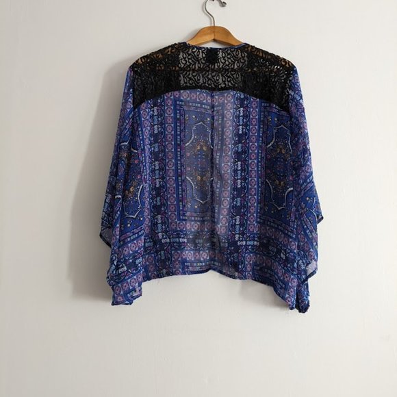 Eye Candy Blue and Black Lace Cover Up Size 2X - Picture 5 of 8